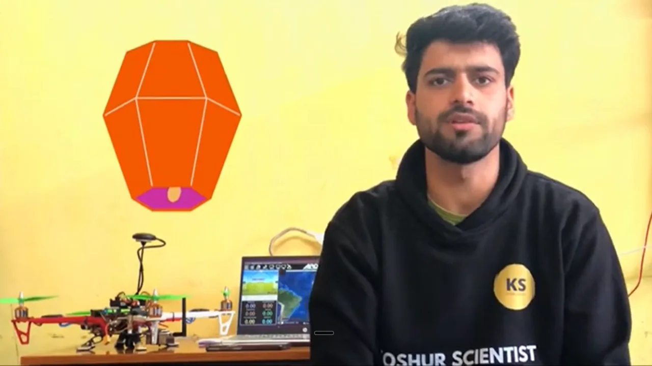 Koshur Scientist mentor with a drone and flight-control setup Koshur Scientist mentor with a drone and flight-control setup